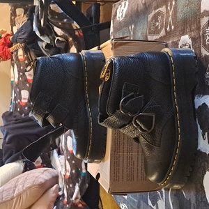 DrMartens Platform Boots with Heart Buckle Sz 8